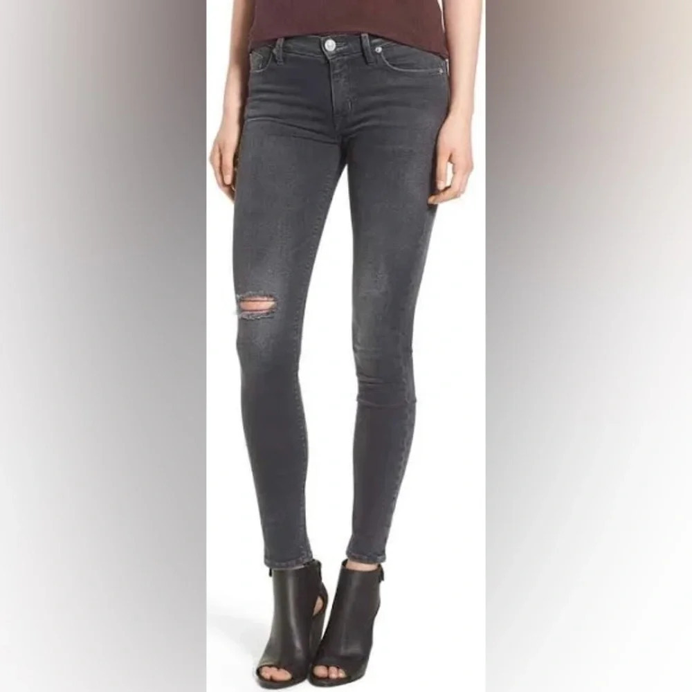 Hudson Krista Low Rise Super Skinny Jeans Womens 29 Gray Distressed Stretch